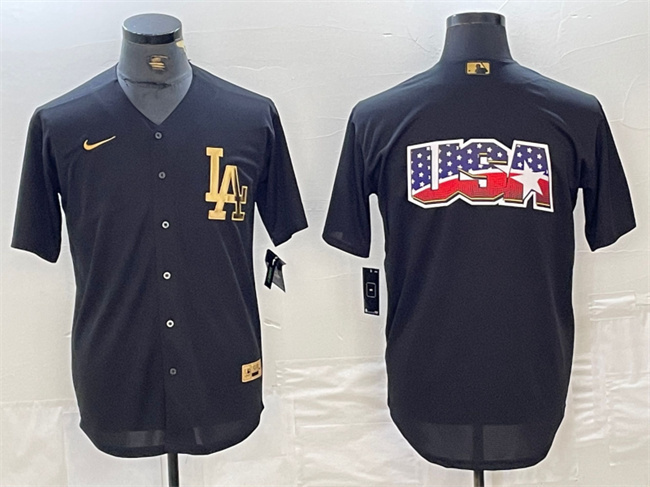 Men's Los Angeles Dodgers Team Big Logo Black Cool Base Stitched Baseball Jersey Men's Los Angeles Dodgers Team Big Logo Black Cool Base Stitched Baseball Jersey
